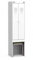 Шкаф для хранения спецодежды ШРК 22 600 с выдвижной скамьей