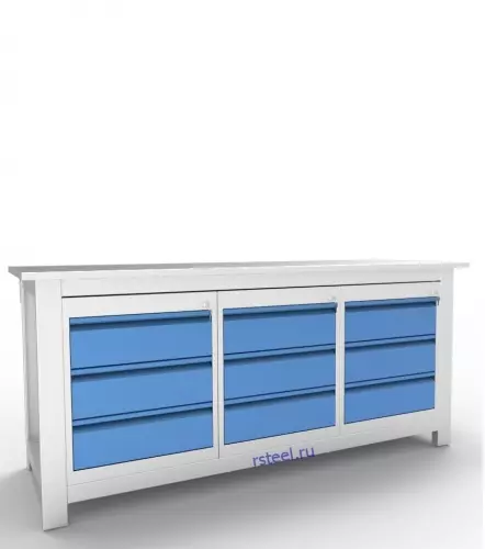 Верстак слесарный трехтумбовый АСПроф19 /3-3-3