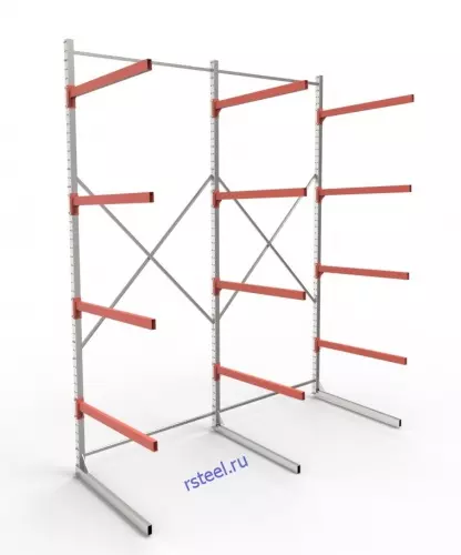 Стеллаж консольный ОДНОсторонний 2-х секционный СК