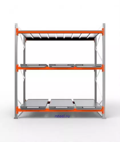 Стеллаж с выкатными платформами СП 2700 /3 яр/ 6 вп / оцинк. внут. 0,7