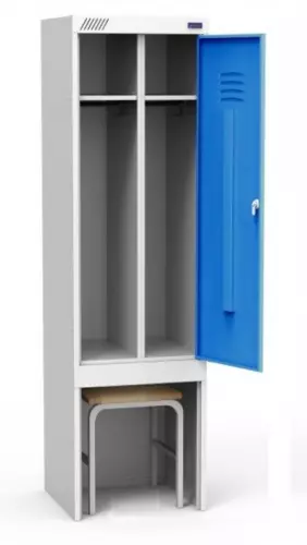 Шкаф для хранения спецодежды ШРЭК 21 530 с выдвижной скамьей