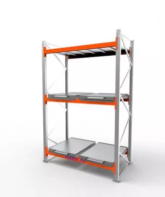 Стеллаж с выкатными платформами СП 1800 /3 яр/ 4 вп / оцинк. внут. 0,7