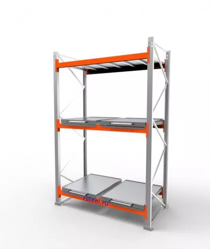 Стеллаж с выкатными платформами СП 1800 /3 яр/ 4 вп / оцинк. внут. 0,7