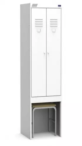 Шкаф для хранения спецодежды ШРК 22 600 с выдвижной скамьей