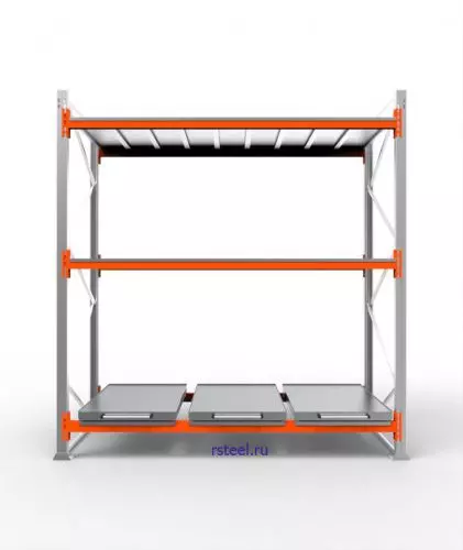 Стеллаж с выкатными платформами СП 2700 /3 яр/ 3 вп / оцинк. внут. 0,7