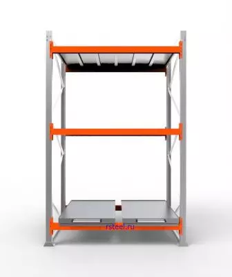 Стеллаж с выкатными платформами СП 1800 /3 яр/ 2 вп / оцинк. внут. 0,7