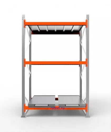 Стеллаж с выкатными платформами СП 1800 /3 яр/ 2 вп / оцинк. внут. 0,7
