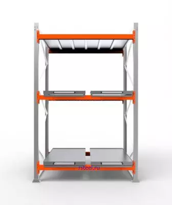 Стеллаж с выкатными платформами СП 1800 /3 яр/ 4 вп / оцинк. внут. 0,7