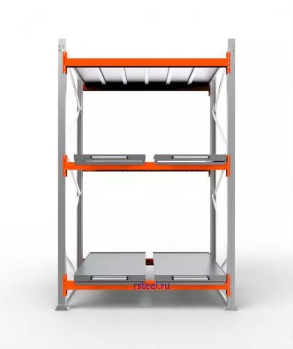 Стеллаж с выкатными платформами СП 1800 /3 яр/ 4 вп / оцинк. внут. 0,7