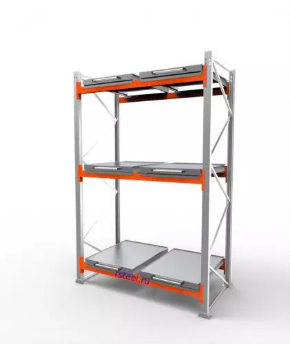 Стеллаж с выкатными платформами СП 1800 /3 яр/ 6 вп