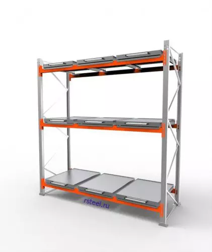 Стеллаж с выкатными платформами СП 2700 /3 яр/ 9 вп