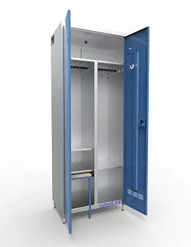 Шкаф для спецодежды ШО-800 с выдвижной скамьей