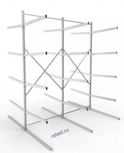 Стеллаж консольный ДВУХсторонний 2-х секционный СКл