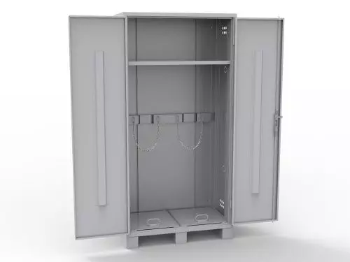 Шкаф баллонный ШБ-2/1 с полкой и выдвижными пандусами