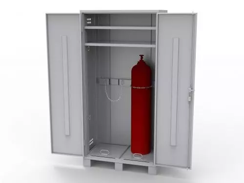 Шкаф для газовых баллонов ШБ-2/2 с двумя полками и выдвижными пандусами - баллон