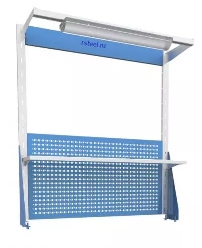 Перфопанель (перфорированный экран) со светильником и с полкой навесной ЭСПн